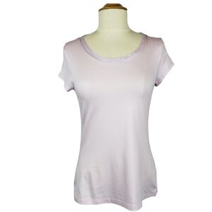 Banana Republic Lilac Scoopneck T Shirt S Raw Layered Edge Very Soft Stretch